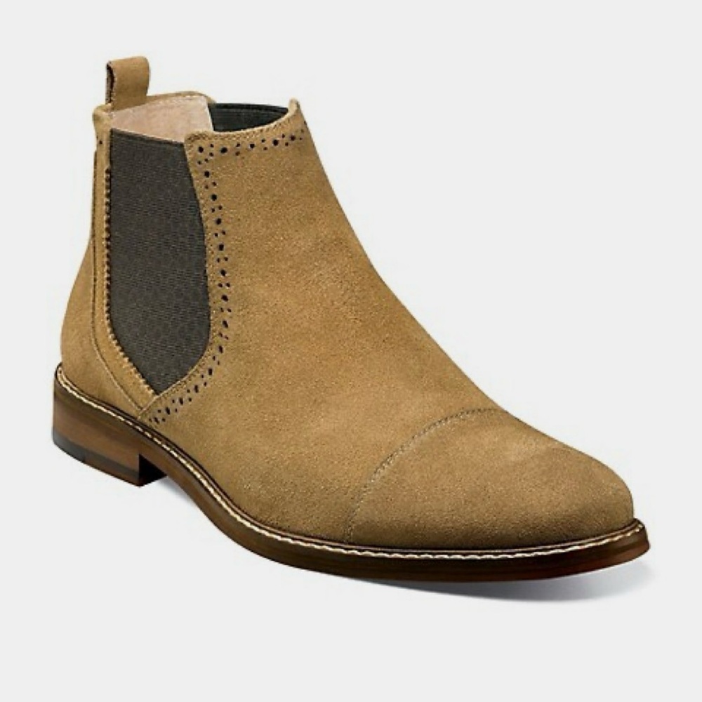 Stacy Adams - Amory Tan Suede Chelsea Boots - Size 11